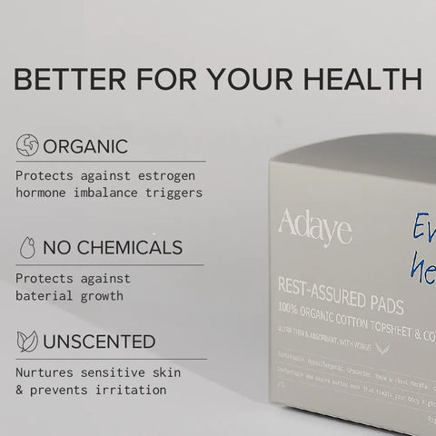 Adaye Organic Cotton Pads - Regular (Day Use, Box of 12)