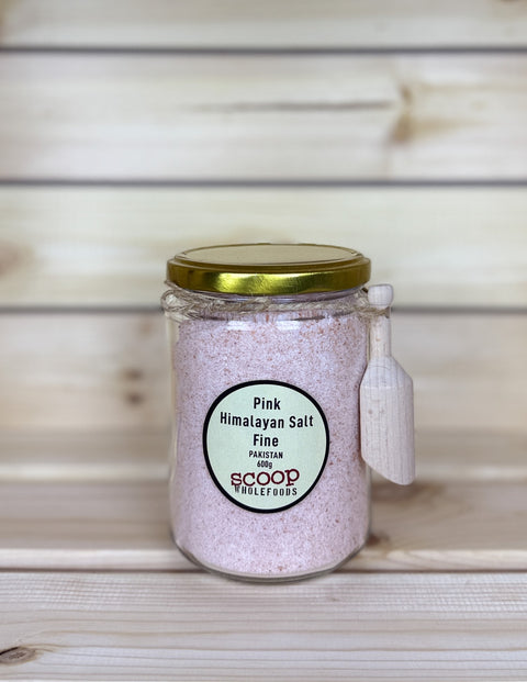 Pink Himalayan Salt Fine 600g with Wooden Scoop