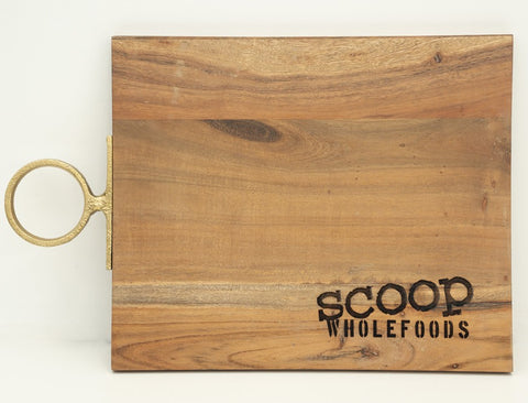 Acacia Wood Board with Metal Handle (46L)