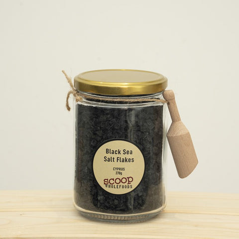 Black Sea Salt Flakes 270g with Wooden Scoop