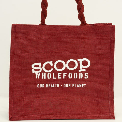 Scoop Hessian Bag Red & White