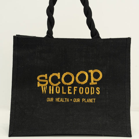 Scoop Hessian Bag Black & Gold