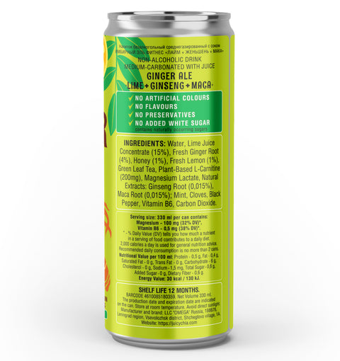 Ginger Ale Lime, Ginseng & Maca 330ml