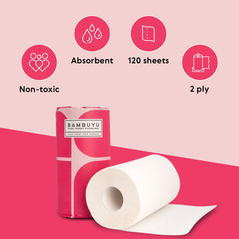 Bambuyu Kitchen Roll, 120 Sheets
