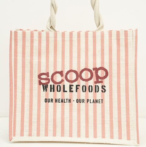 Scoop Hessian Bag Pink Stripe