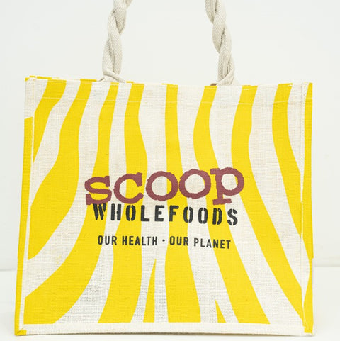 Scoop Hessian Bag Yellow Zebra