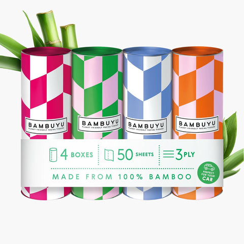 Bambuyu Facial Tissue Tube, 50 Sheets, 4 pack