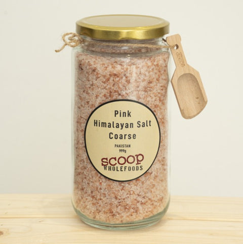 Pink Himalayan Salt Coarse 1kg with Wooden Scoop