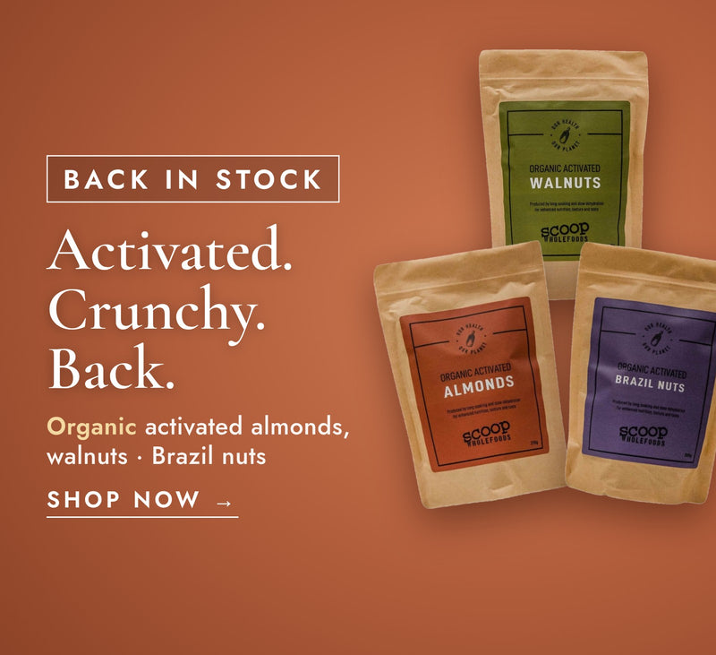 Organic activated almonds, walnuts and Brazil nuts, back in stock