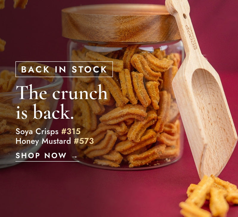 Soya Crisps and Honey Mustard Soya Crisps, back in stock