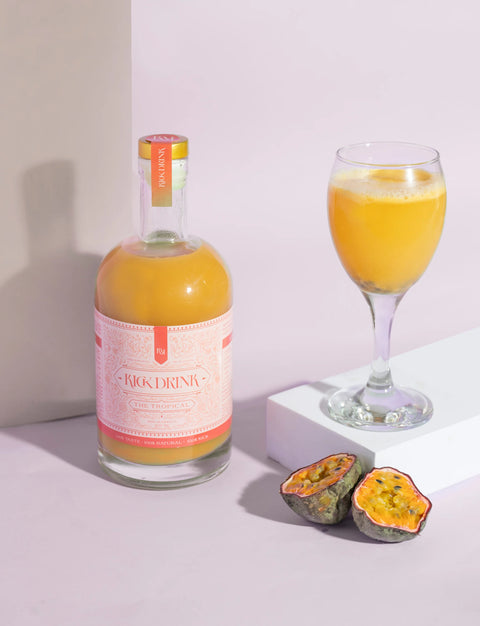 Kick Drink Tropical Ginger Shot | Exotic Passion Fruit & Lemon Blend | 500ml, 16 Servings