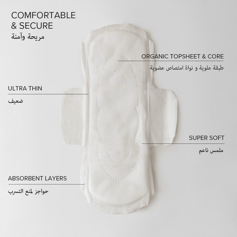 Adaye Organic Cotton Pads - Regular (Day Use, Box of 12)