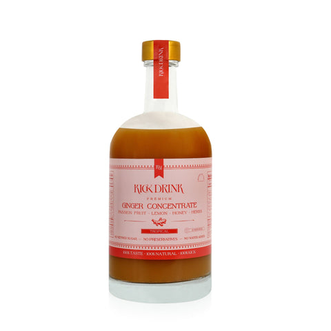Kick Drink Tropical Ginger Shot | Exotic Passion Fruit & Lemon Blend | 500ml, 16 Servings