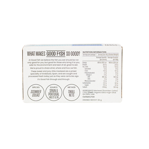Wild Mackerel in Extra Virgin Organic Olive Oil 120g