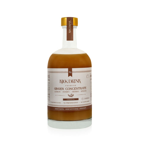 Kick Drink Organic Ginger Concentrate — Cold-Pressed Ginger Shot with Lemon, Honey & Spices | 500ml, 16 Servings