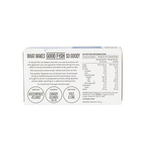Wild Skipjack Tuna in Extra Virgin Organic Olive Oil 120g